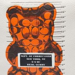 Pre Owned Coach Cream/Orange Signature Leather Gummy Bear Zip Pouch