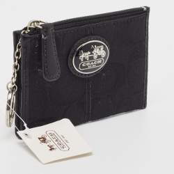 Coach Black Signature Canvas Zip Skinny ID Case