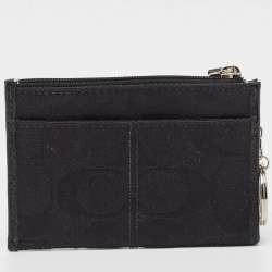 Coach Black Signature Canvas Zip Skinny ID Case
