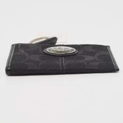 Coach Black Signature Canvas Zip Skinny ID Case