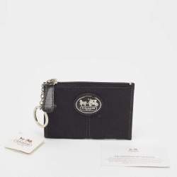 Coach Black Signature Canvas Zip Skinny ID Case