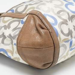 Coach Multicolor Signature Satin and Leather Hobo