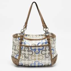 Coach Multicolor Signature Satin and Leather Hobo