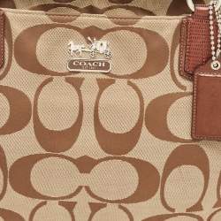 Coach Brown/Beige Signature Canvas and Leather Chain Tote