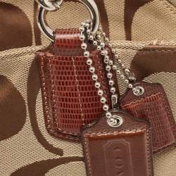 Coach Brown/Beige Signature Canvas and Leather Chain Tote