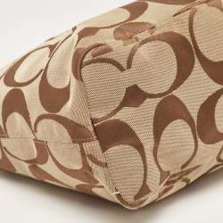 Coach Brown/Beige Signature Canvas and Leather Chain Tote