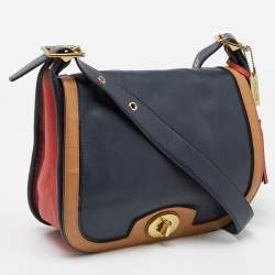 Pre Owned Coach Multicolour Leather Turnlock Flap Crossbody Bag