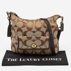 Pre Owned Coach Beige/Brown Signature Canvas and Leather Courtenay Crossbody Bag