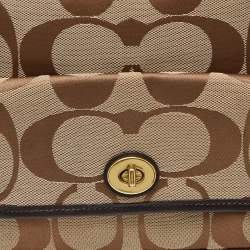 Pre Owned Coach Beige/Brown Signature Canvas and Leather Courtenay Crossbody Bag