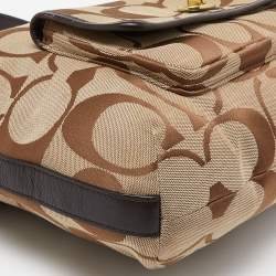 Pre Owned Coach Beige/Brown Signature Canvas and Leather Courtenay Crossbody Bag
