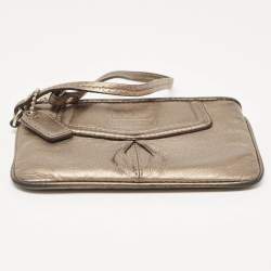 Coach Metallic Leather Zip Wristlet Clutch