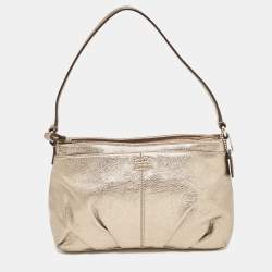 Coach Metallic Bronze Leather Baguette Bag