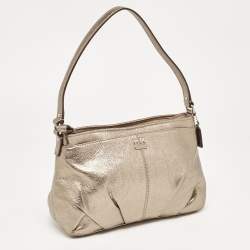 Coach Metallic Bronze Leather Baguette Bag
