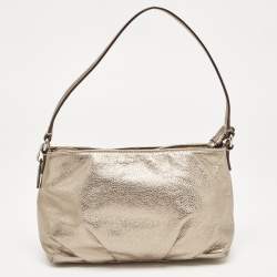 Coach Metallic Bronze Leather Baguette Bag