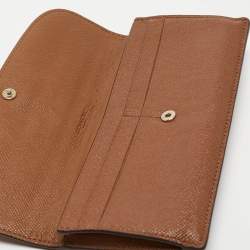 Pre Owned Coach Brown Leather Flap Continental Wallet