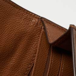 Pre Owned Coach Brown Leather Flap Continental Wallet