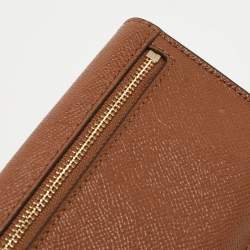 Pre Owned Coach Brown Leather Flap Continental Wallet