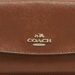 Pre Owned Coach Brown Leather Flap Continental Wallet