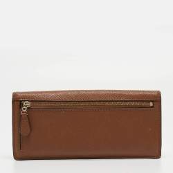 Pre Owned Coach Brown Leather Flap Continental Wallet
