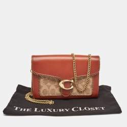 Coach Beige/Brown Signature Coated Canvas and Leather Tabby Chain Crossbody Bag