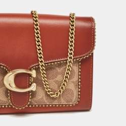 Coach Beige/Brown Signature Coated Canvas and Leather Tabby Chain Crossbody Bag