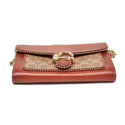 Coach Beige/Brown Signature Coated Canvas and Leather Tabby Chain Crossbody Bag