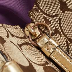 Coach Gold/Beige Signature Canvas, Leather and Suede Patchwork Tote