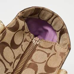 Coach Gold/Beige Signature Canvas, Leather and Suede Patchwork Tote