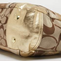 Coach Gold/Beige Signature Canvas, Leather and Suede Patchwork Tote