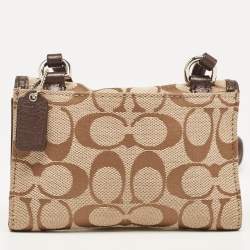 Coach Brown/Beige Signature Canvas Mini Crossbody Bag