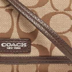 Coach Brown/Beige Signature Canvas Mini Crossbody Bag