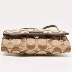 Coach Brown/Beige Signature Canvas Mini Crossbody Bag