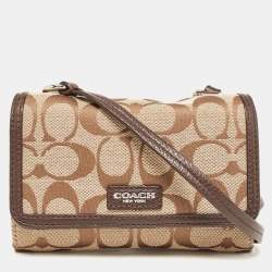 Coach Brown/Beige Signature Canvas Mini Crossbody Bag