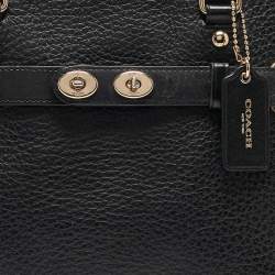 Pre Owned Coach Black Pebbled Leather Blake Carryall Tote