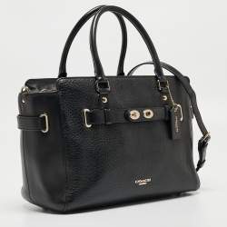 Pre Owned Coach Black Pebbled Leather Blake Carryall Tote