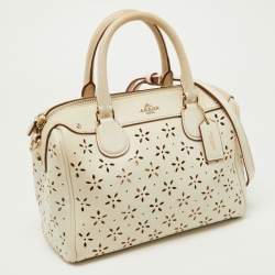 Pre Owned Coach Beige Leather Mini Bennett Satchel