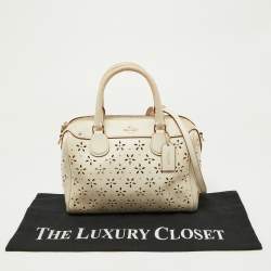 Pre Owned Coach Beige Leather Mini Bennett Satchel