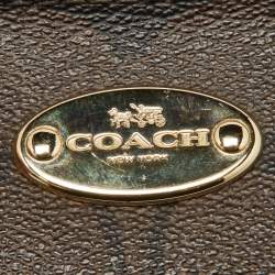 Pre Owned Coach Brown/Black Signature Coated Canvas and Leather Zip Crossbody Bag