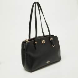 Coach Black Leather Turnlock Carryall 29 Satchel 