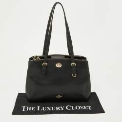 Coach Black Leather Turnlock Carryall 29 Satchel 