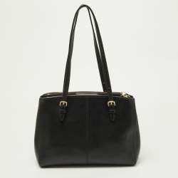 Coach Black Leather Turnlock Carryall 29 Satchel 