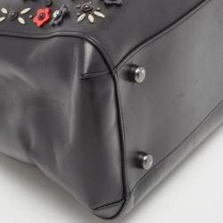 Pre Owned Coach Black Leather Embellished Margot Carryall Satchel