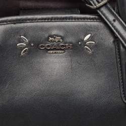 Pre Owned Coach Black Leather Embellished Margot Carryall Satchel