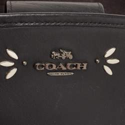 Pre Owned Coach Black Leather Embellished Margot Carryall Satchel