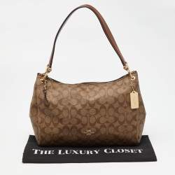 Coach Brown/Beige Signature Coated Canvas and Leather Mia Shoulder Bag