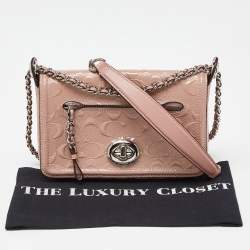 Coach Pink Signature Patent Leather Lex Crossbody Bag