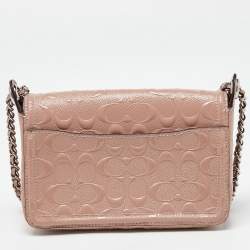 Coach Pink Signature Patent Leather Lex Crossbody Bag