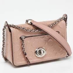 Coach Pink Signature Patent Leather Lex Crossbody Bag