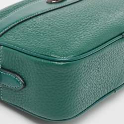 Pre Owned Coach Green Leather Camera Bag