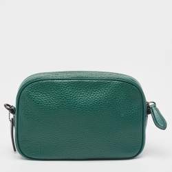 Pre Owned Coach Green Leather Camera Bag